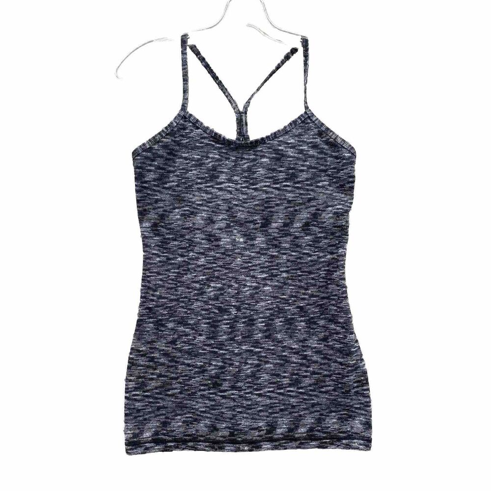 Lululemon Power Rose Tank Top 6 Black Gray Heather Built Y Bra Activewear Womens
